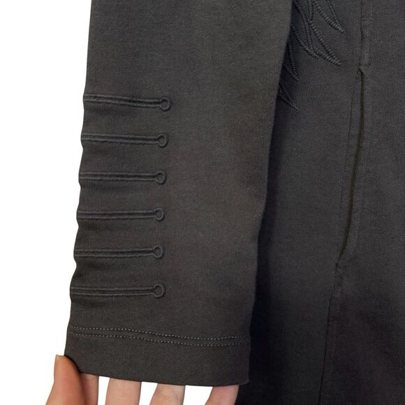 Soft Surroundings Embroidered Jacket Cardigan Small Gray Military Grunge Goth - Picture 9 of 12